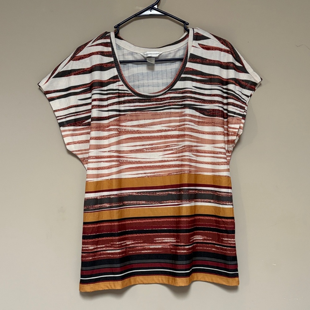 Christopher & Banks Multicolor Striped Short Sleeve Top